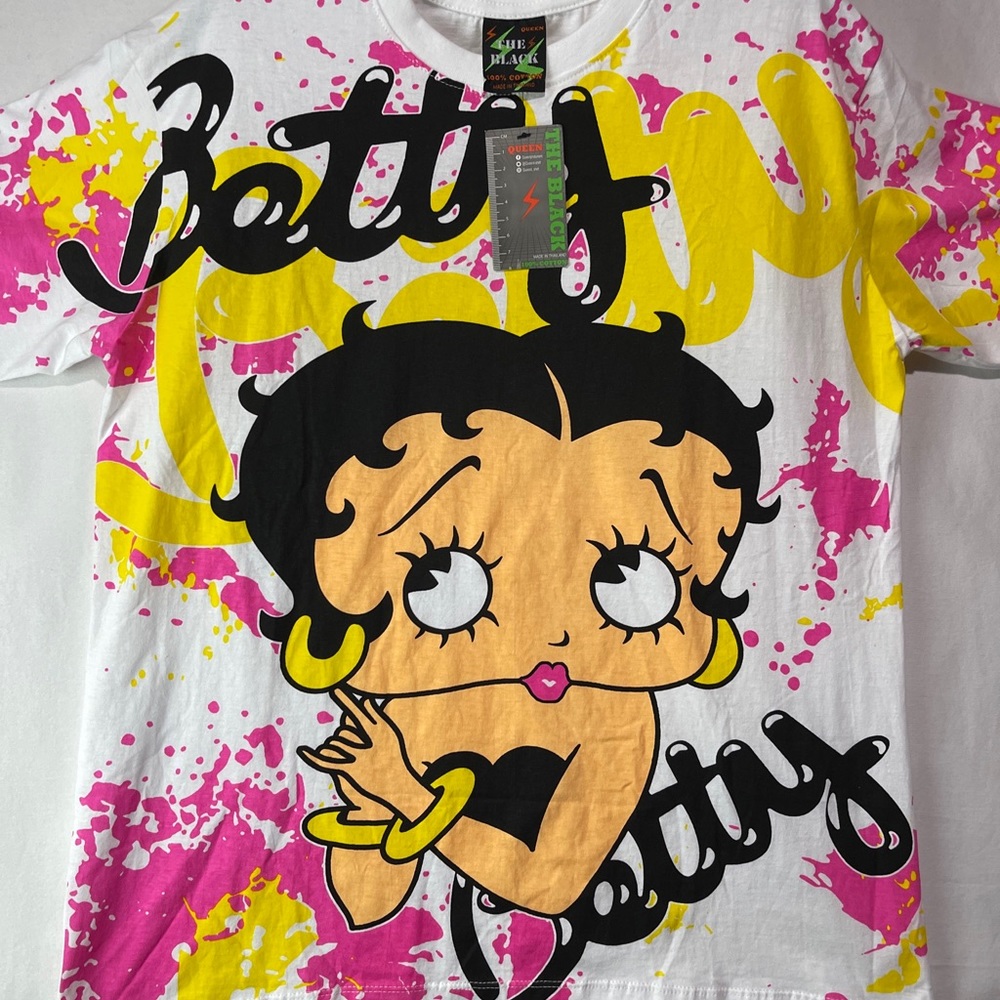BETTY BOOP Big Head Big Graphic T-shirt White Short Sleeve Adult Size Medium New
